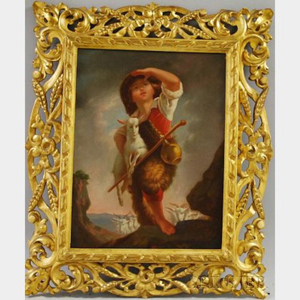 Shepherd Boy Carrying a Lamb by Continental School