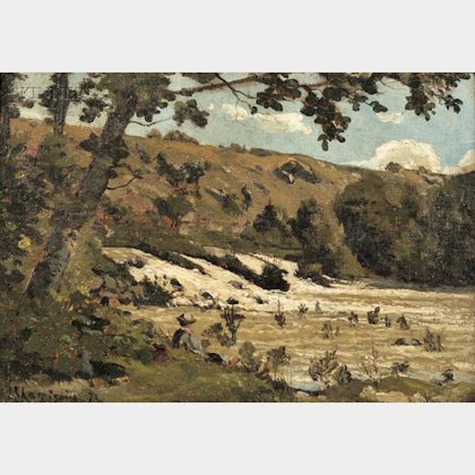 Landscape with Recumbent Figure by Henri Harpignies