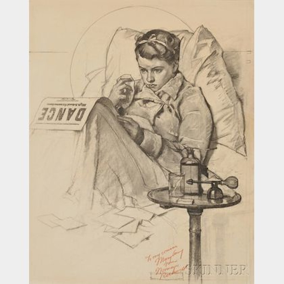 Study for Girl Sick in Bed by Norman Rockwell