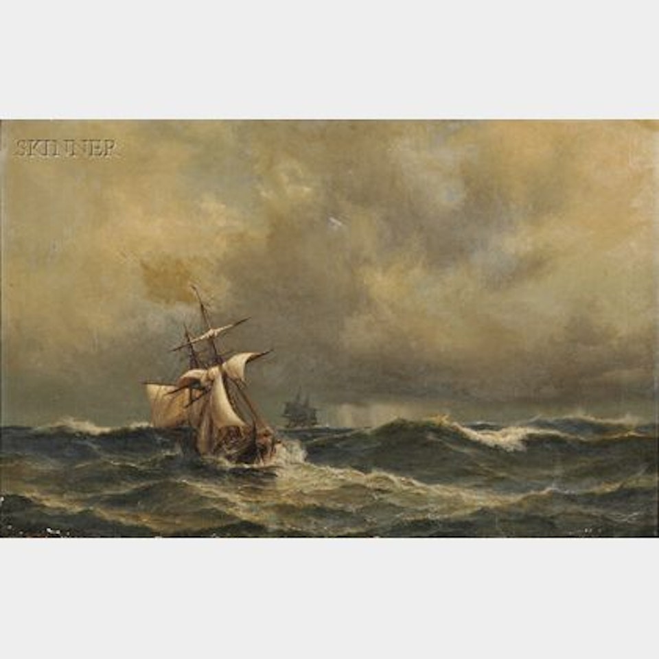 Sailing Ships in Heavy Seas by Anton Melbye