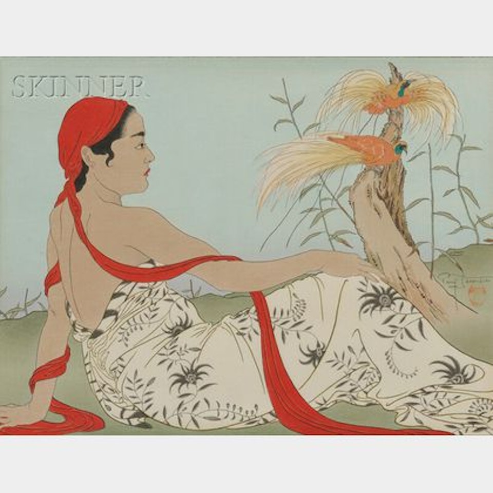 Two Genre Scenes: Les Paradisiers, Menado, Celebes; Le Repas des Mendiants, Seoul; Coree by Paul Jacoulet