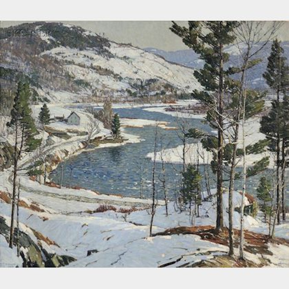 Winter in New England, Probably a West River, Vermont View by Aldro Thompson Hibbard