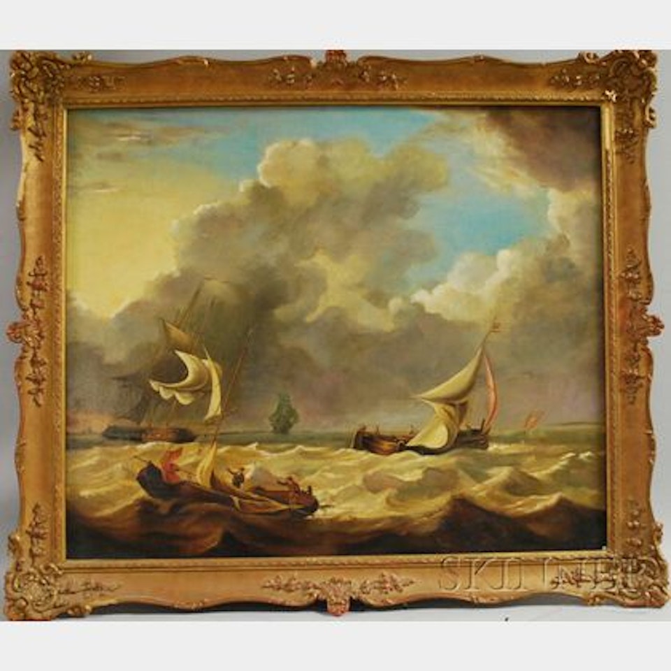 Shipping in Stormy Waters off the Coast by Dutch School