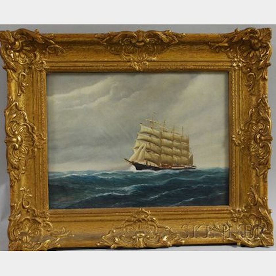 View of a Five-Masted Barque, Potosi. by Dutch School