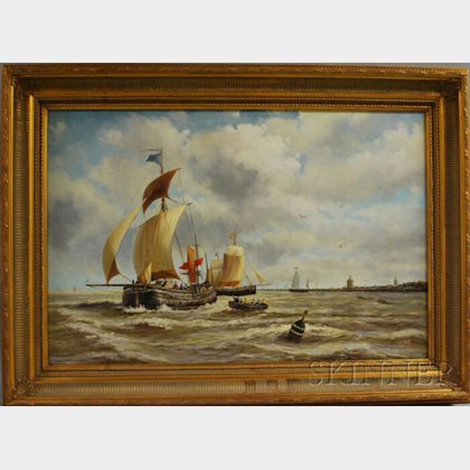 A Bomschuit Off the Coast by Continental School