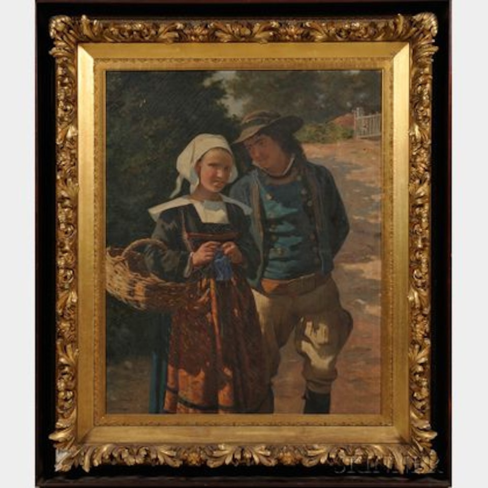 Young Breton Couple by French School