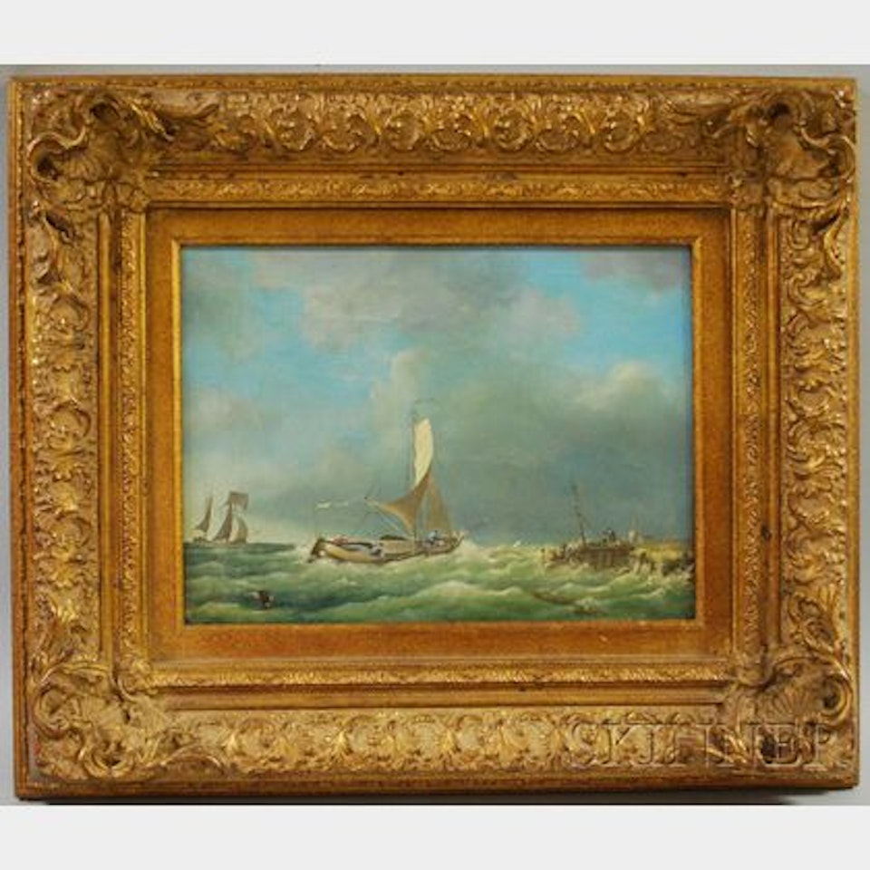 Sailing Boat Entering a Harbour by Dutch School