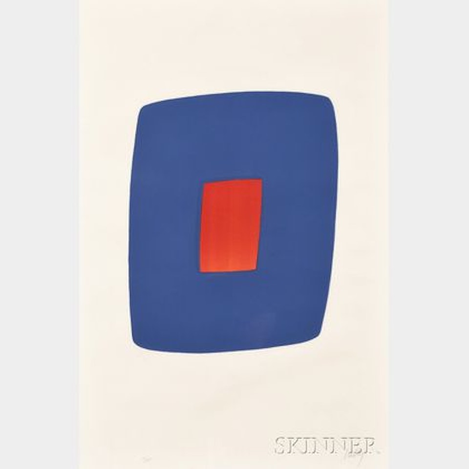 Dark Blue with Red , from by Ellsworth Kelly