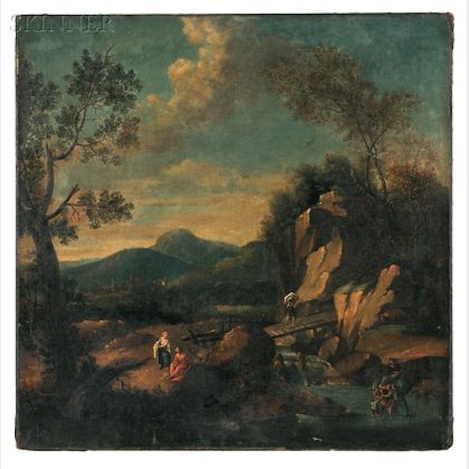 Travelers at a River Crossing by Italian School
