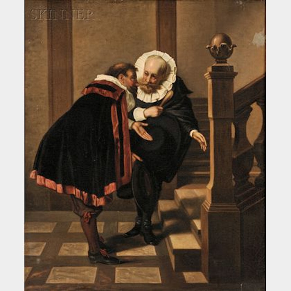 After You ; Courtiers by a Staircase by Continental School