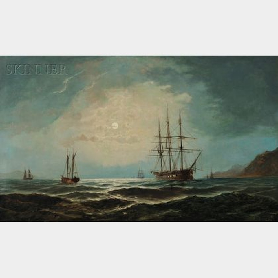 Vessels Sailing Under a Full Moon by David James