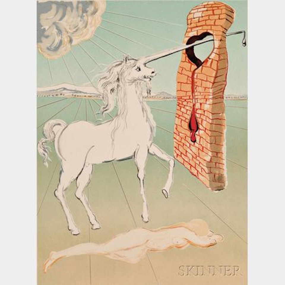 The Agony of Love (Unicorn) , from the DALÍ RETROSPECTIVE; Portfolio by Salvador Dali