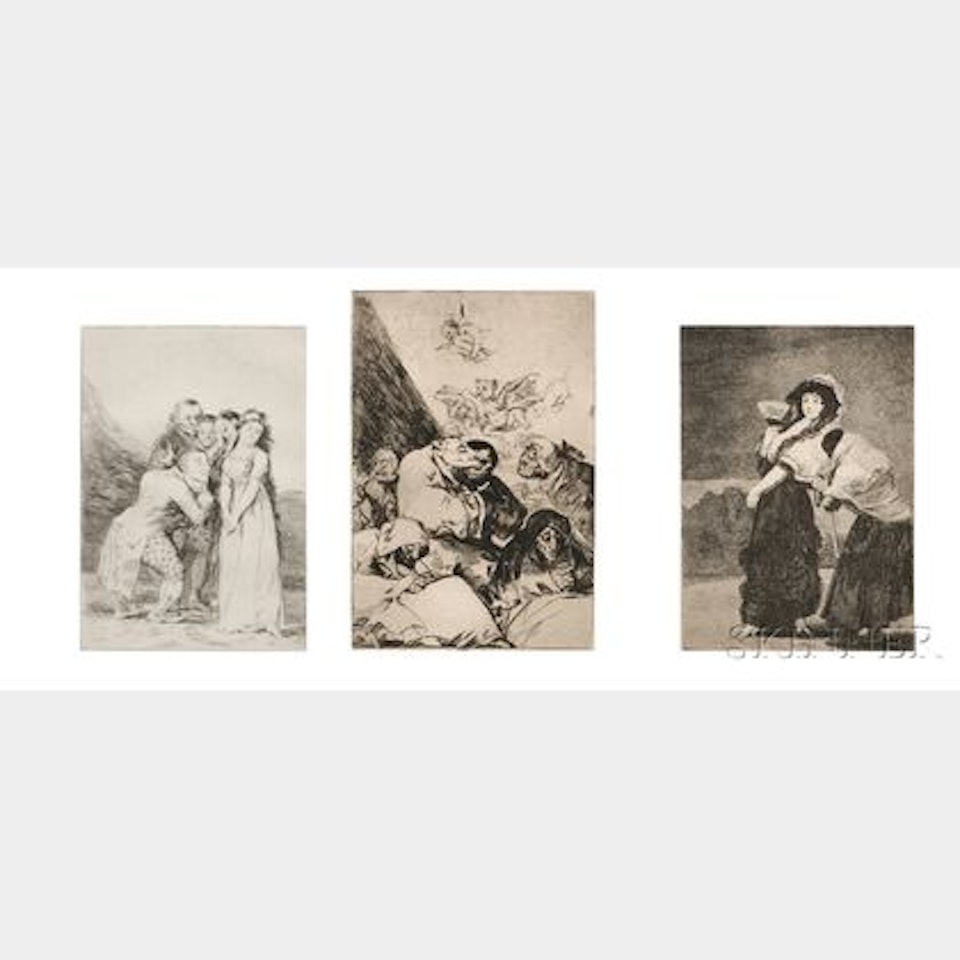 Three Plates from LOS CAPRICHOS; Que sacrificio; Dios la perdone: Y era su madre; Correccion by Francisco José de Goya
