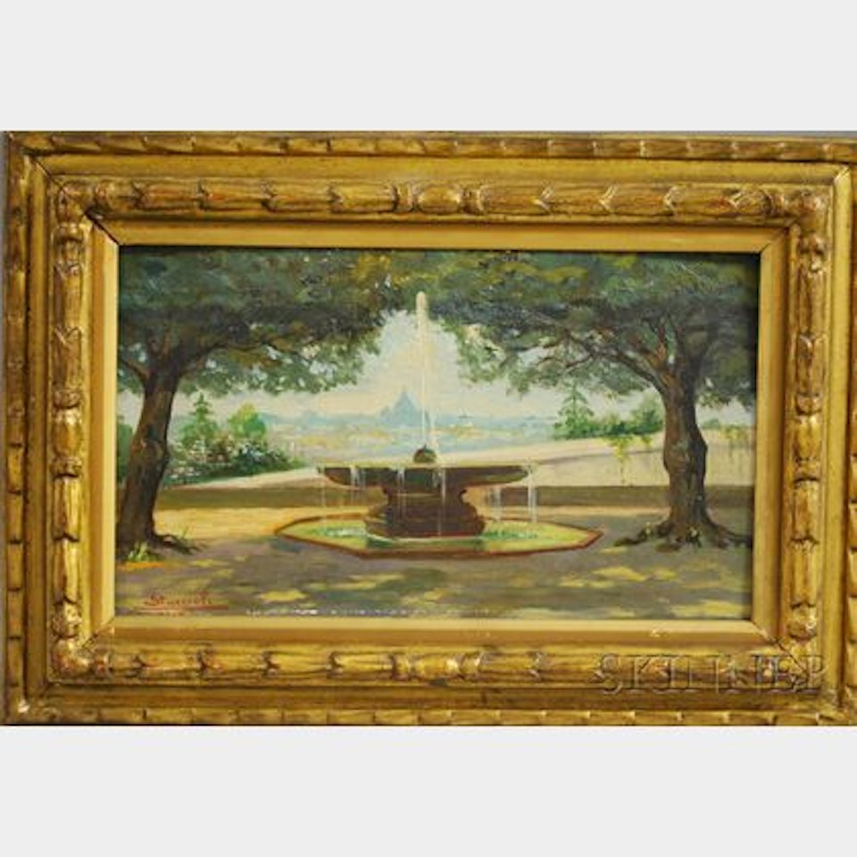 Park Fountain Overlooking Rome by Italian School