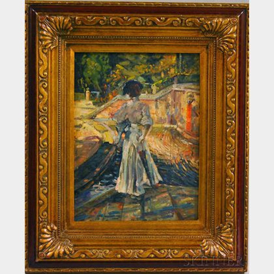 Woman by a Fountain. by Continental School