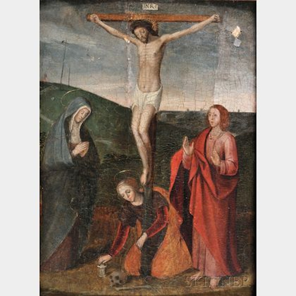 The Crucifixion with the Virgin, St. John, and Mary Magdalene by Flemish School