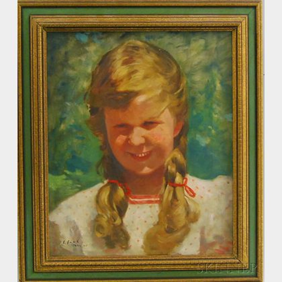 Portrait of a Girl with Braids. by Continental School
