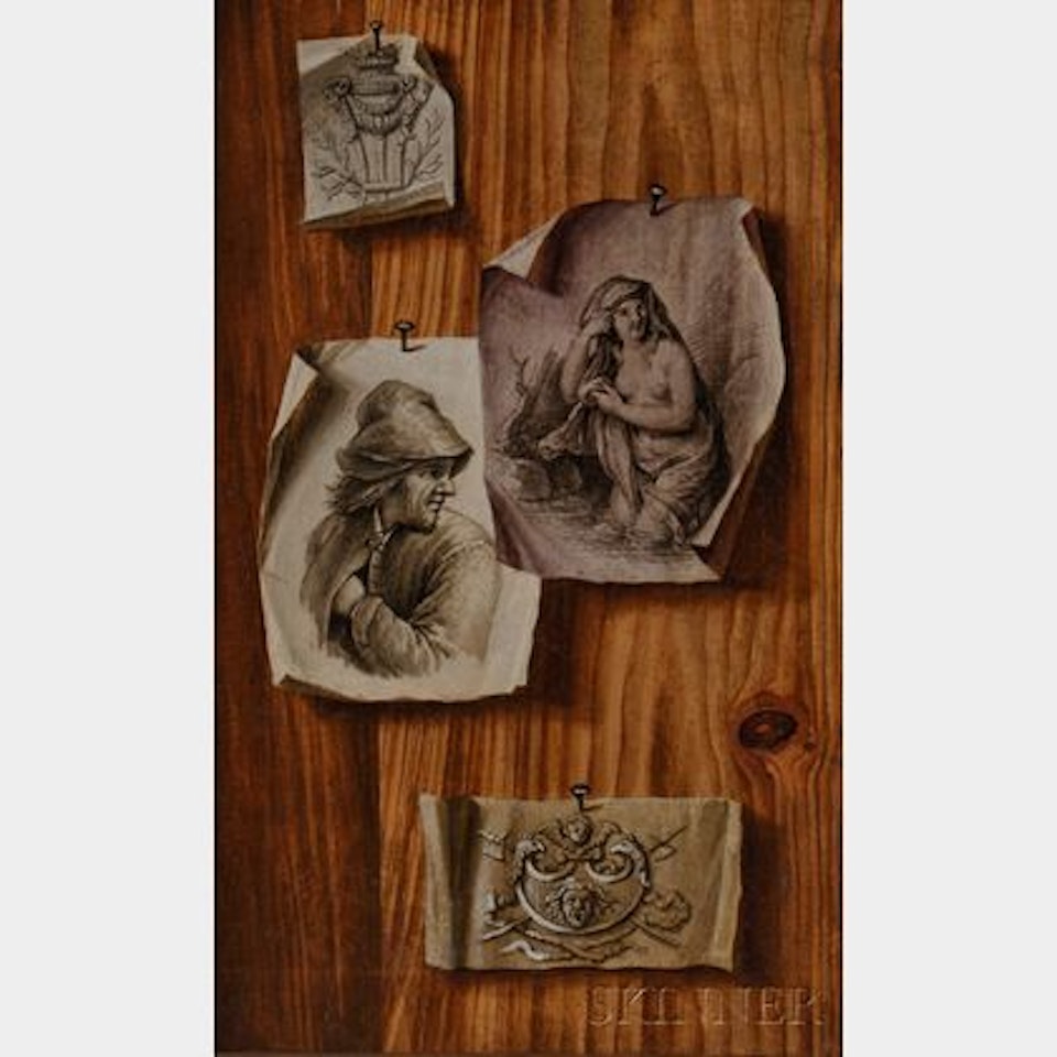 Tromp l"Oeil Still Life. by Continental School