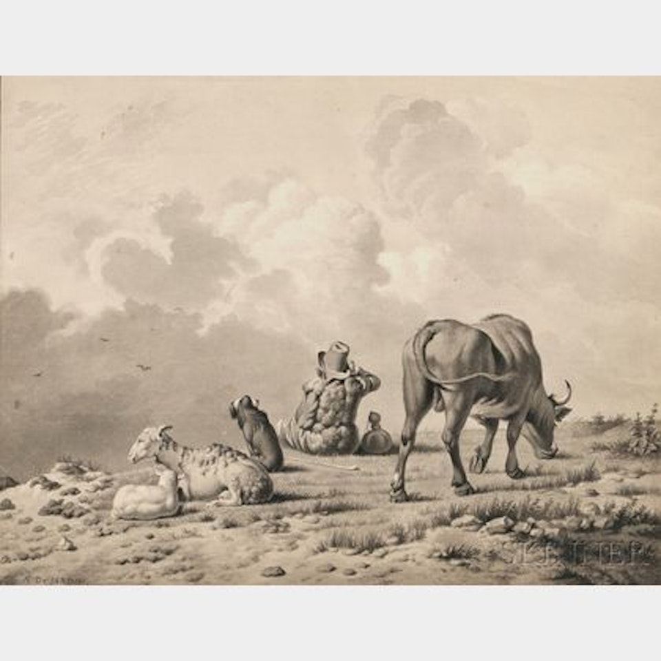 View of a Shepherd with Sheep and Ox by Dutch School