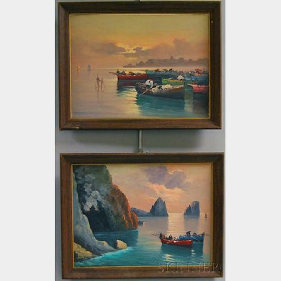 Two Italian Coastal Views by Italian School