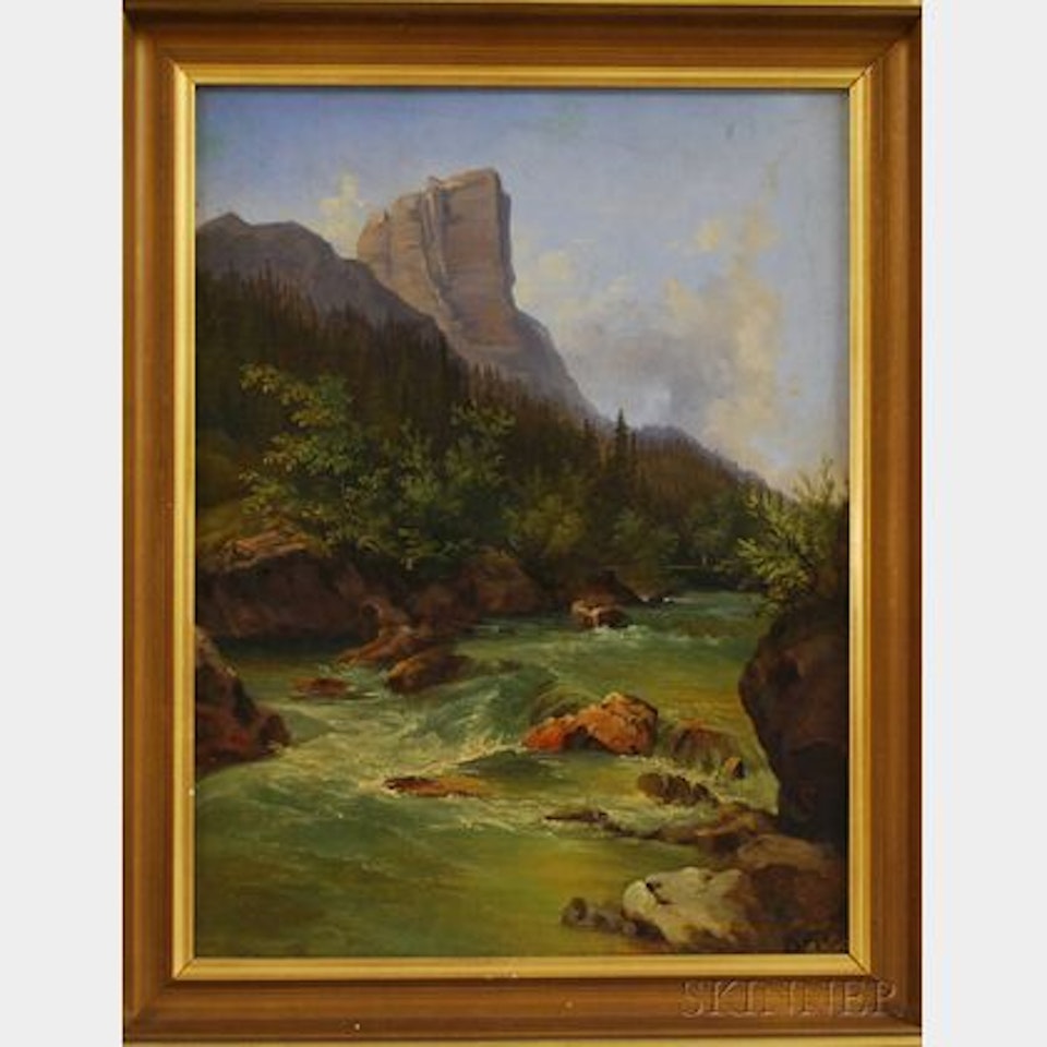 River in a Mountainous Landscape by Continental School