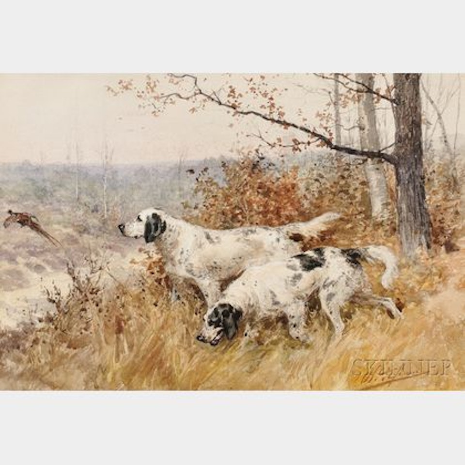 Hunting Dogs Flushing a Pheasant by Olivier de Penne