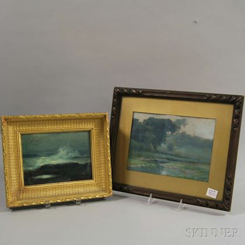 Two Framed Landscapes; Moonlight on the Coast by William Ritschel