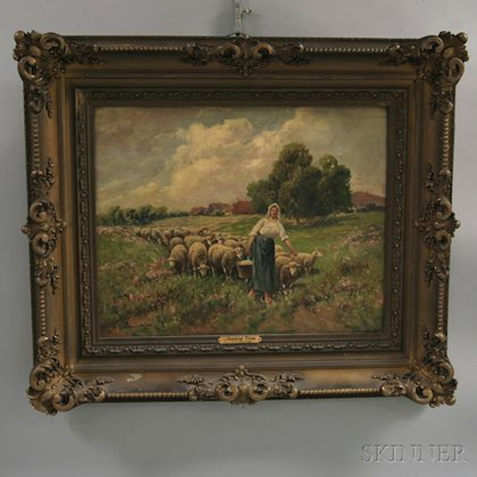 Woman with Sheep by Continental School