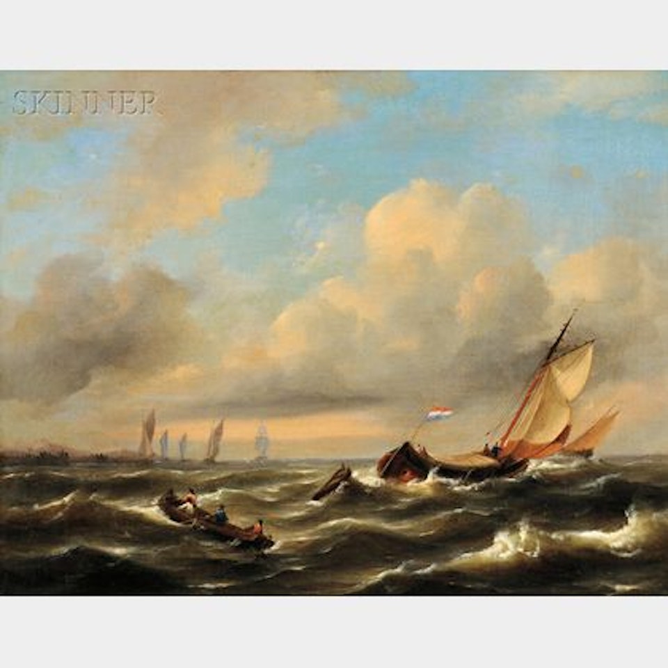 Dutch Sailing Vessel off the Coast by Continental School