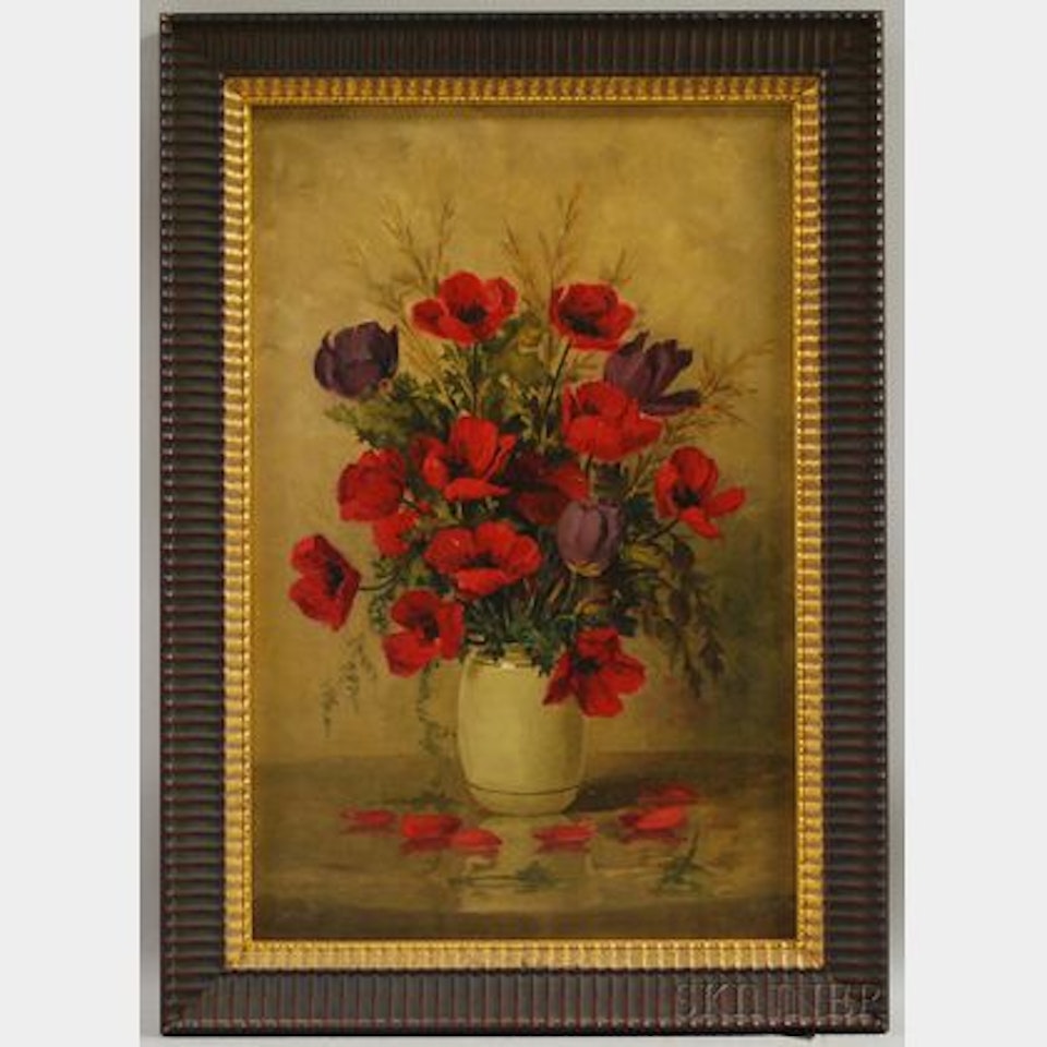 Still Life with Vase of Poppies by Continental School