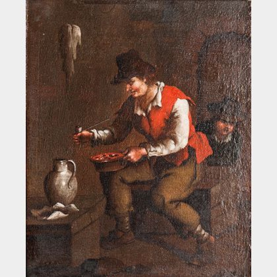 Seated Peasant Man with a Pipe and Jug by Dutch School