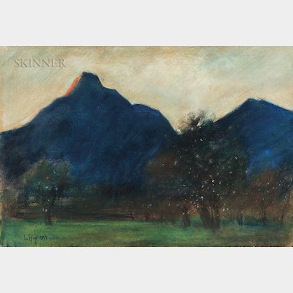 Mountains Silhouetted Against Twilight Sky by Lesser Ury