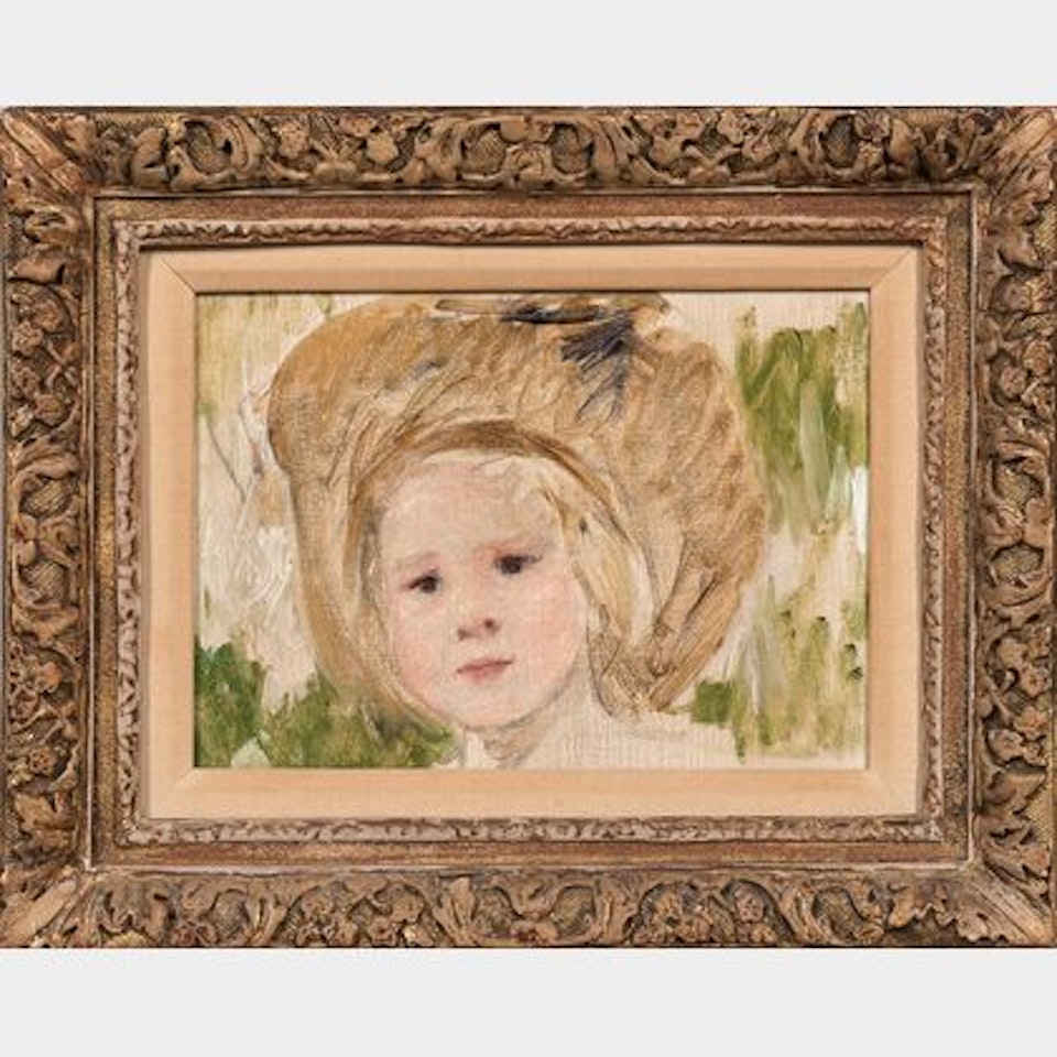 Sketch of a Head of a Girl in a Hat with a Black Rosette by Mary Cassatt