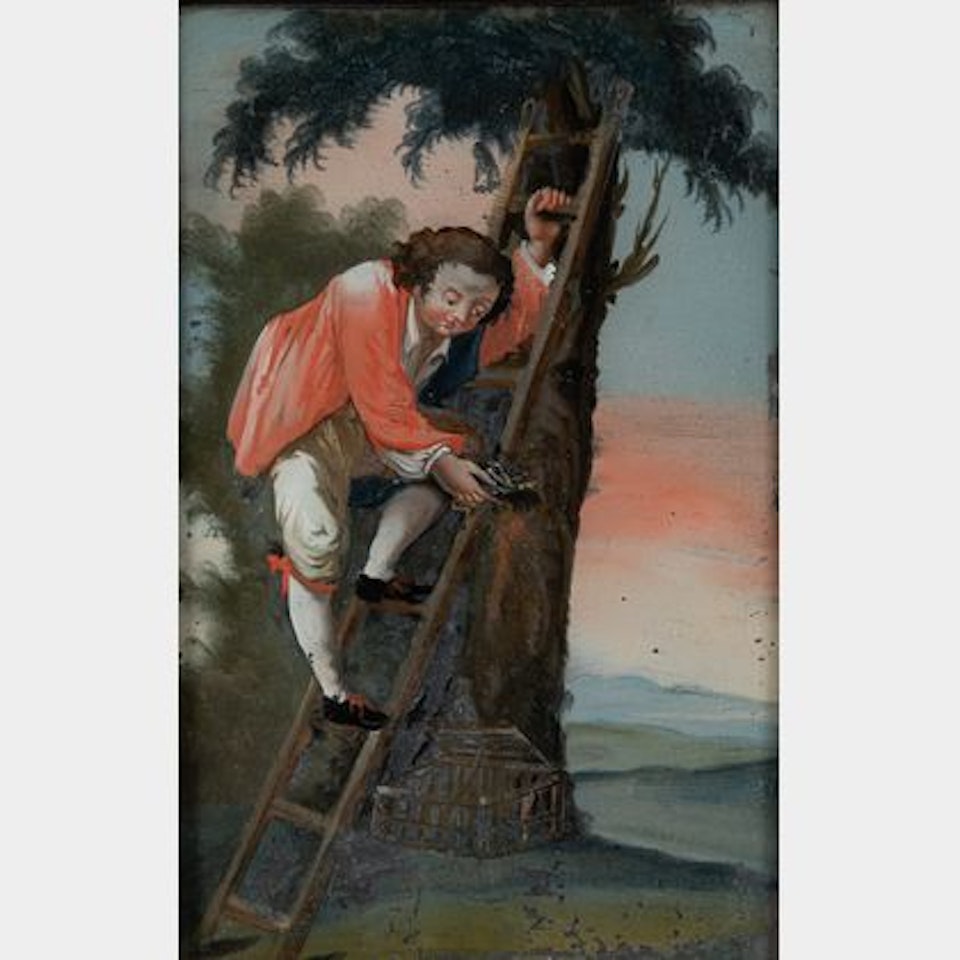 Picture of a Man with Bird and Cage by Chinese School