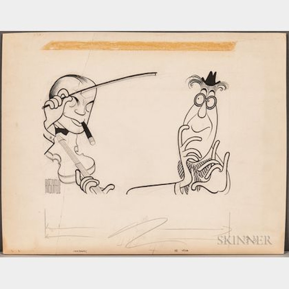 Illustration of Jack Benny and Ed Wynn for TV Guide by Al Hirschfeld