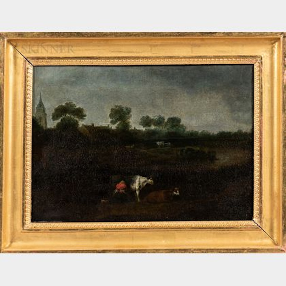 Milking Cows in a Landscape by Dutch School