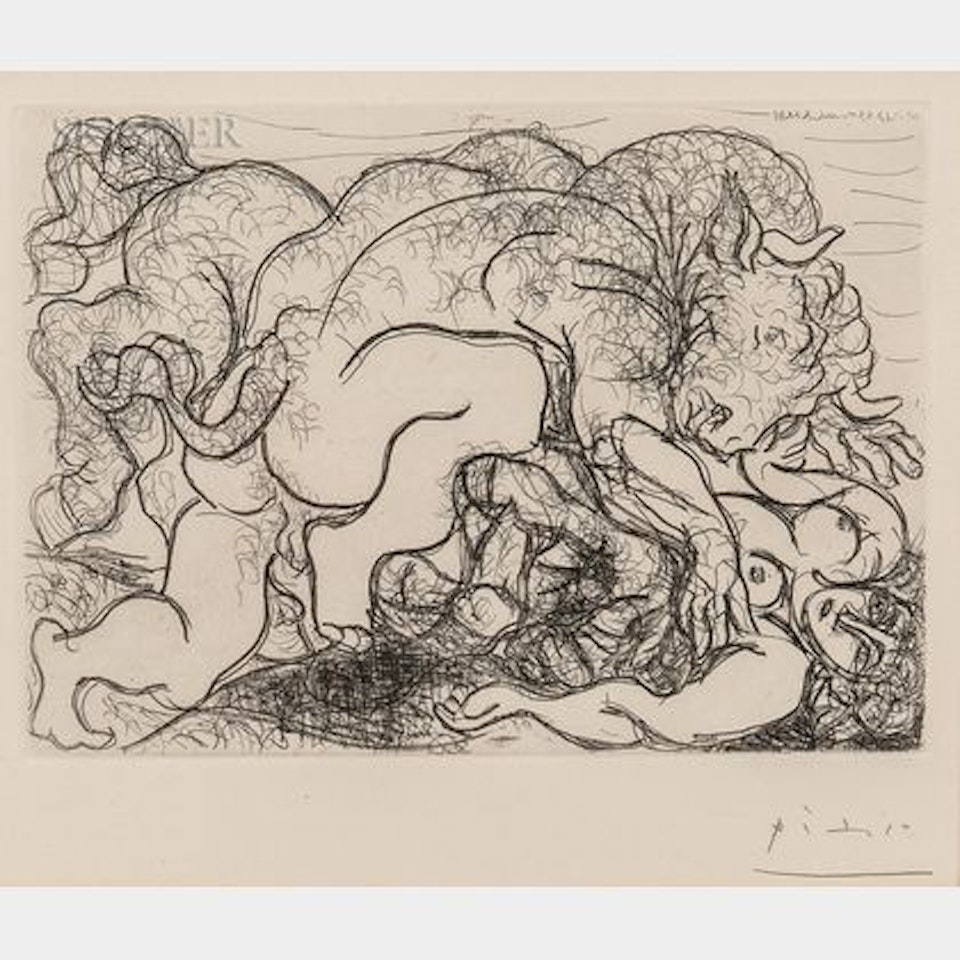 Minotaure attaquant une Amazone; plate 87 from La Suite Vollard by Pablo Picasso