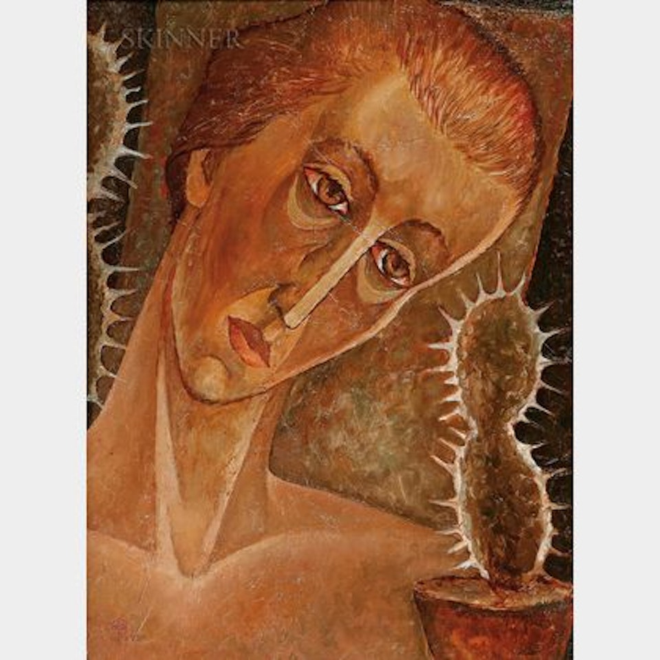 Woman and Cactus by Russian School