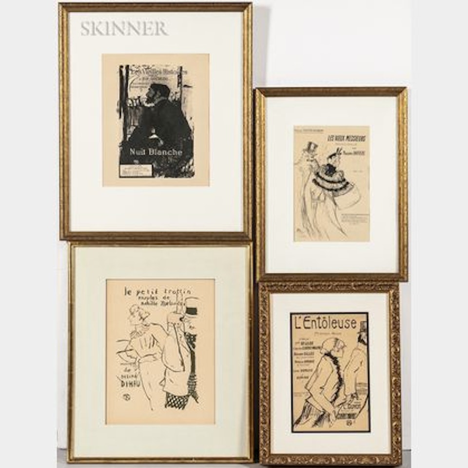Seven Sheet Music Covers: Le Petit Trottin; L"Entôleuse Chanson Vécue; Les Vieilles Histoires - Nuit Blanche; Les Vieux Messieurs; Les Vieux Papillons; Adieu; Zamboula-Polka by Henri de Toulouse-Lautrec