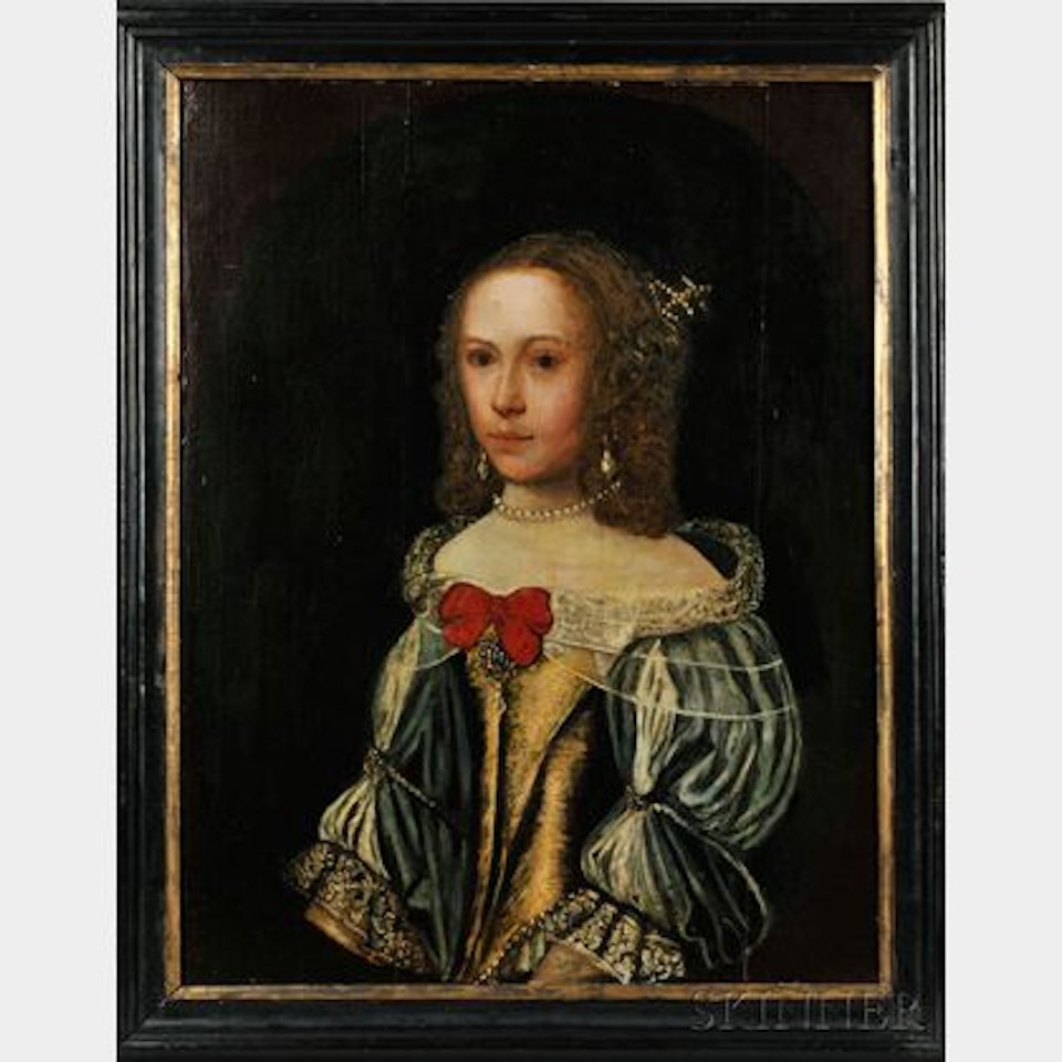 Portrait of a Young Woman with Pearls by English School