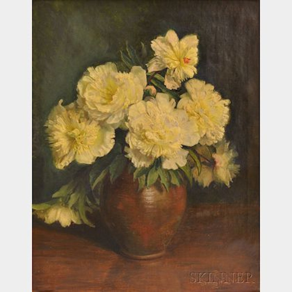 Still Life with White Peonies by Continental School
