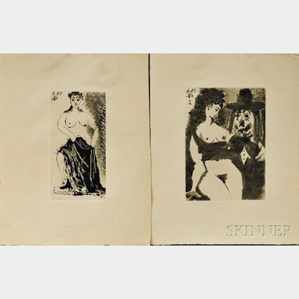 Two Plates; Une maja posant sur un piédestal; Clown"s Model; La Celestine by Pablo Picasso