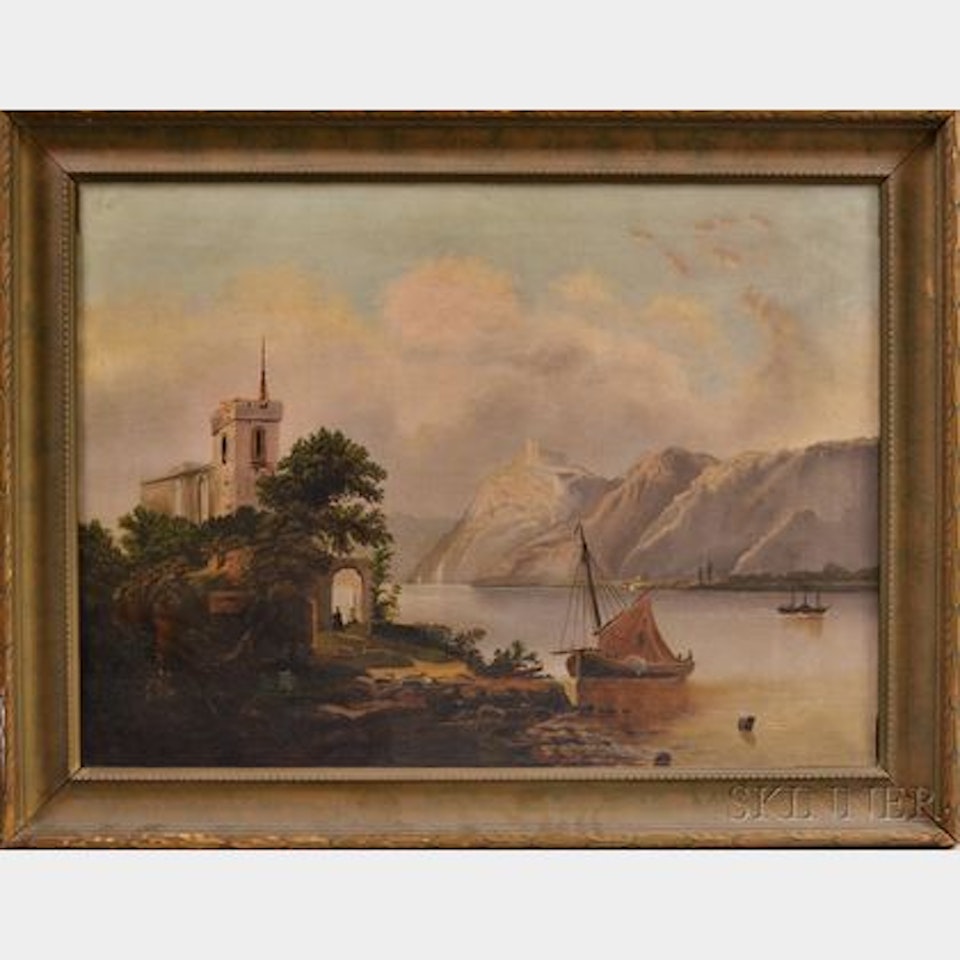Landscape with Castle Ruins on the Shore of a Lake by Continental School