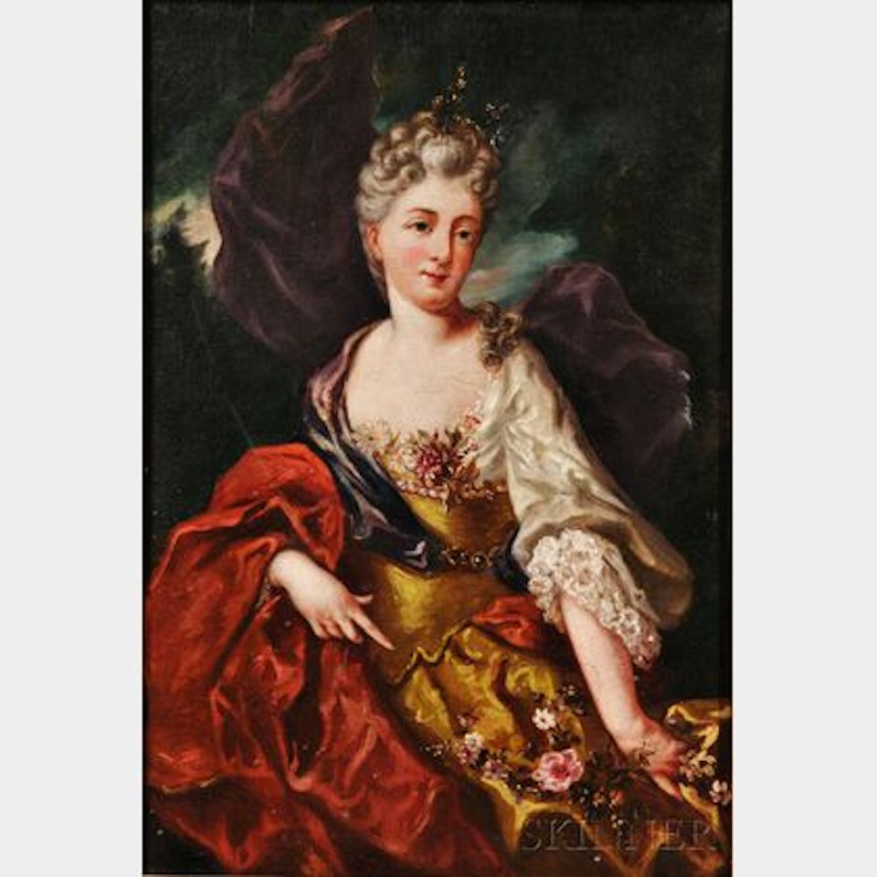 Style Portrait of a Lady as Flora by Continental School