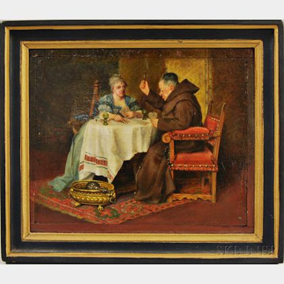 Playing Cards with the Friar by German School