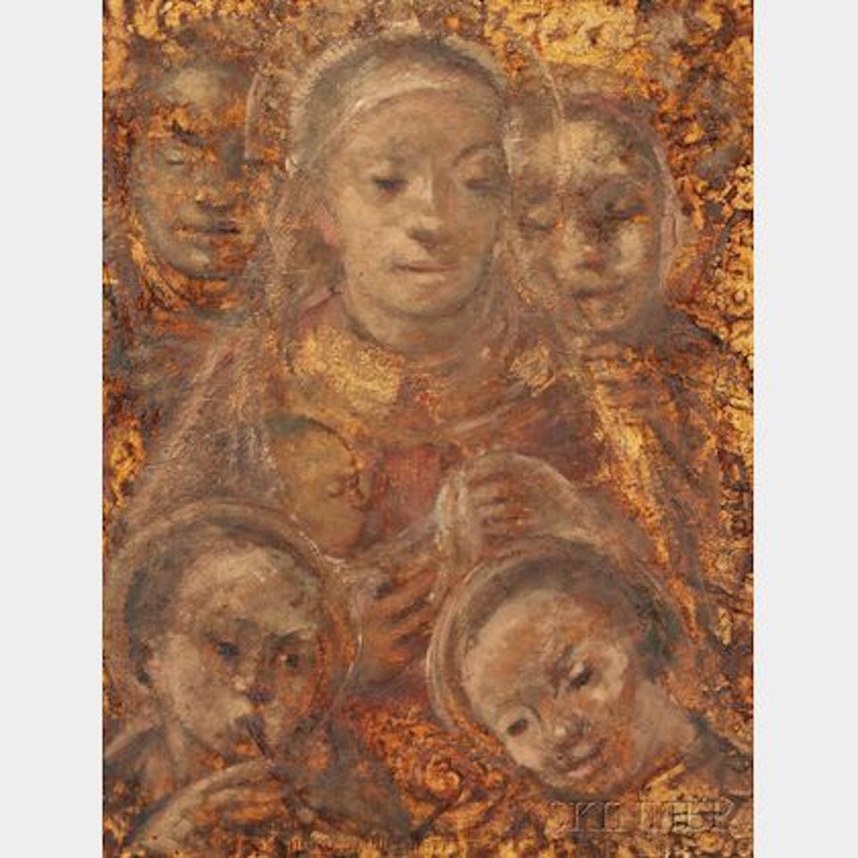Portrait of the Virgin and Child with Saints, Possibly a Black Madonna by German School