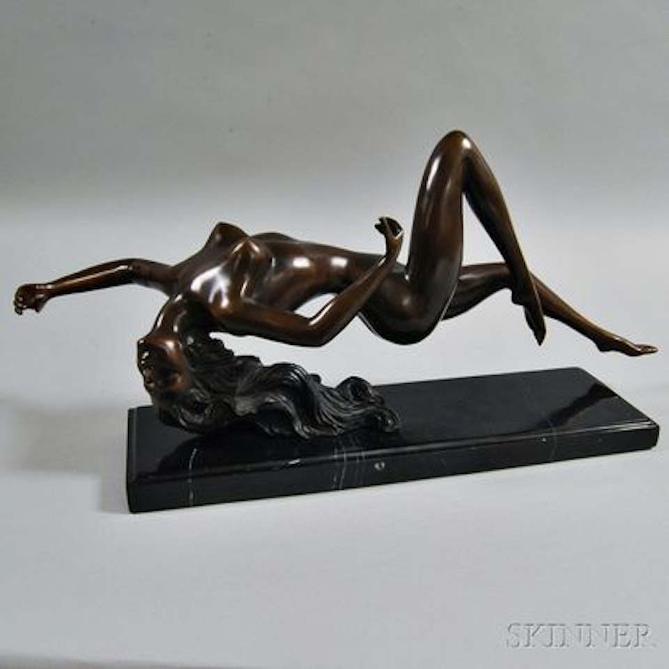 Floating Reclining Female Nude by German School