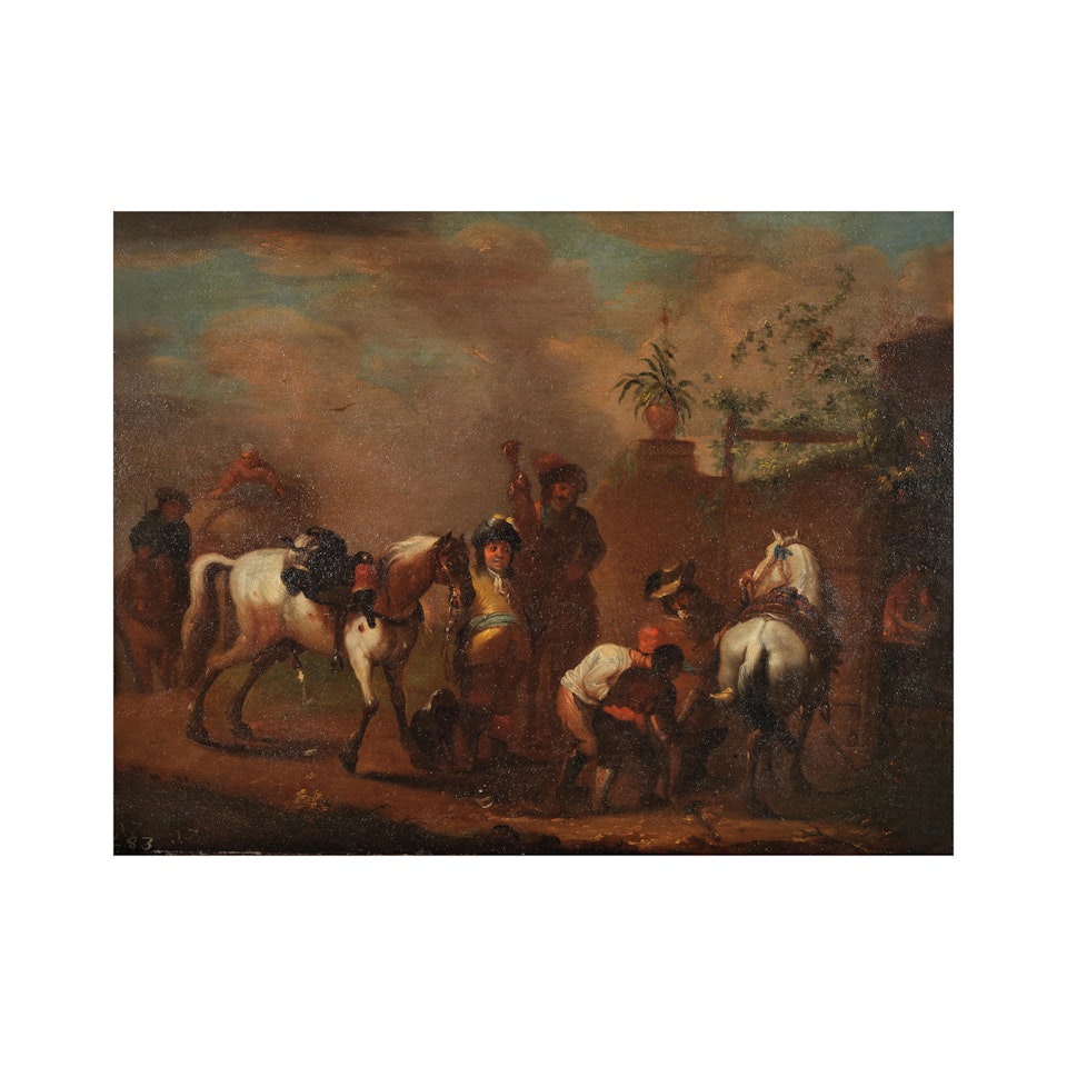La halte chez le maréchal-ferrant by Flemish School