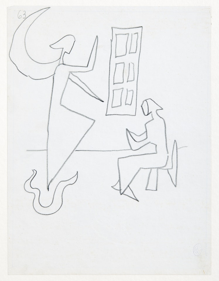 The Annunciation - study n°63 for the decoration of the Notre Dame de Jerusalem chapel in Fréjus by Jean Cocteau