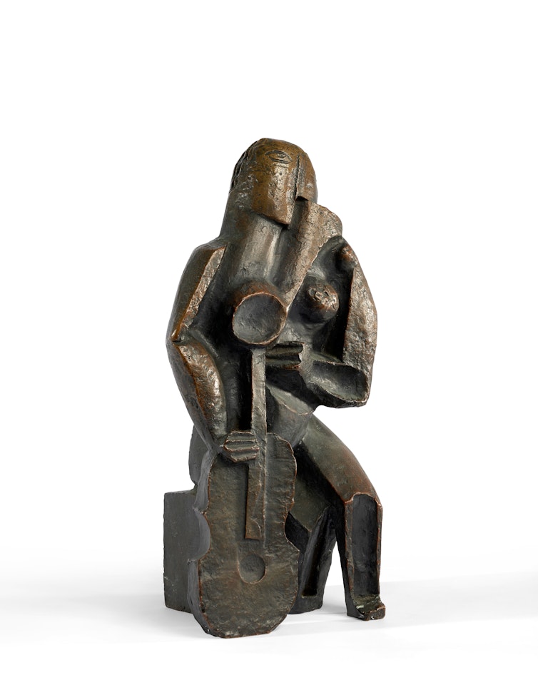 Woman seated at the lute or Woman at the viol or Young girl at the lute or Guitarist or Composer by Ossip Zadkine